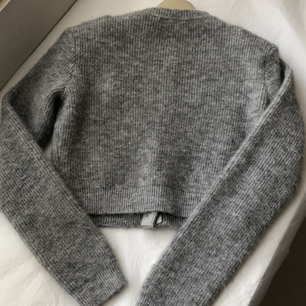 Self Portrait Grey Fluffy Crystal Trim Cardigan - Picture 13 of 13